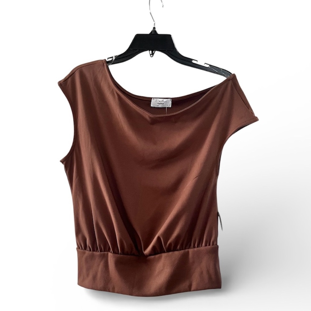 Electric Behaviour Chocolate Brown Women's Off One Shoulder Blouse